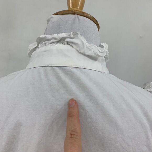 Tuckernuck Blouse Womens Small White Hazel Victorian Ruffle Mock Neck Button Up - Picture 8 of 13